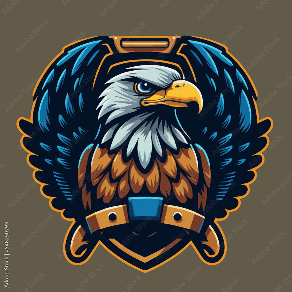 Eagle Head Shield Mascot Gaming Logo Design Vector illustration Stock Vector  | Adobe Stock