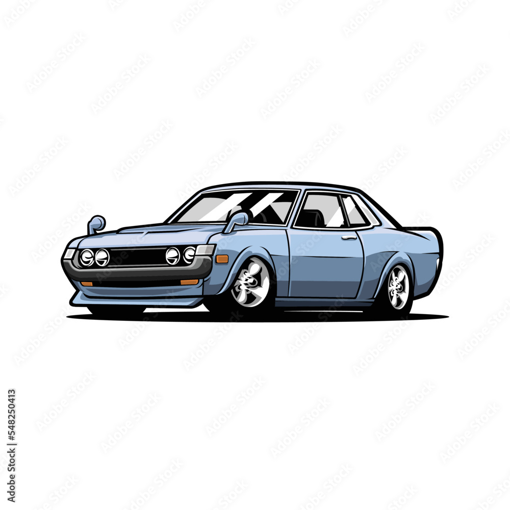 Premium Classic Japanese JDM Sport Car Vector Illustration. Best for JDM Enthusiast Tshirt and Sticker Design Concept