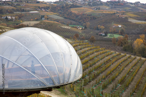 Alba (CN), Italy - November 19, 2022: The Ceretto winery hill, Alba, Cuneo, Piedmont, Italy. photo
