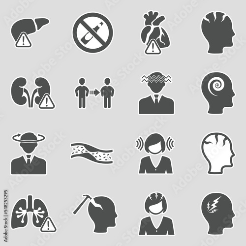 Alcoholism Icons. Sticker Design. Vector Illustration.