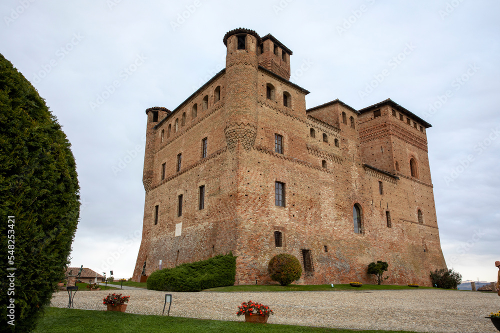 Grinzane Cavour (CN), Italy - November 19, 2022: The castle in Grinzane Cavour, Cuneo, Piedmont, Italy. Grinzane Cavour (CN), Italy - November 19, 2022: The castle in Grinzane Cavour, Cuneo, Piedmont, Italy.