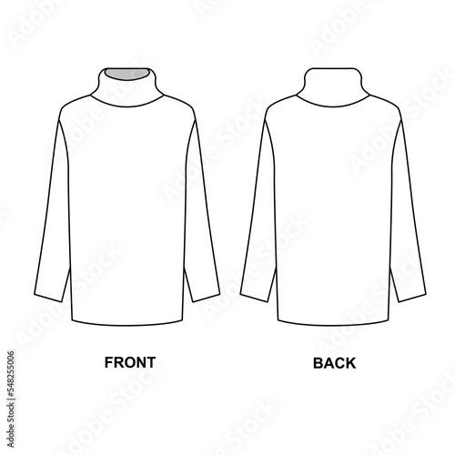 Wallpaper Mural Oversized turtleneck sweater technical drawing. Vector sweater pattern template. Torontodigital.ca