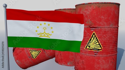 Coal on top of the flag of Tajikistan (3D render) photo