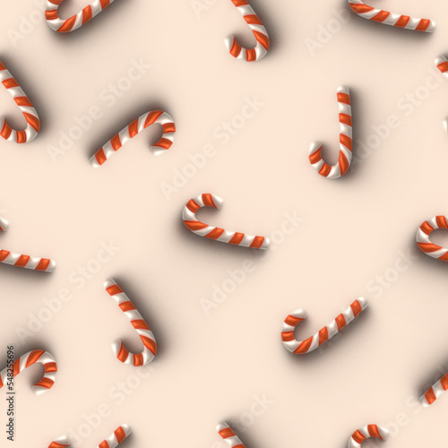 Christmas and New Year background template with candy canes for your text, vector ilustration, 3d 