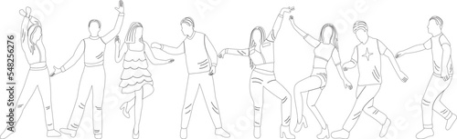dancing people set sketch ,contour vector © zolotons
