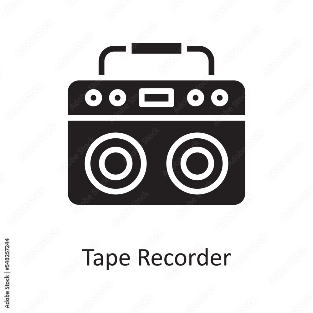 Tape Recorder Vector Solid Icon Design illustration. Housekeeping Symbol on White background EPS 10 File Tape Recorder Vector Solid Icon Design illustration. Housekeeping Symbol on White background EPS 10 File