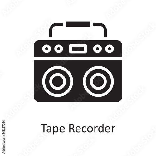 Tape Recorder Vector Solid Icon Design illustration. Housekeeping Symbol on White background EPS 10 File