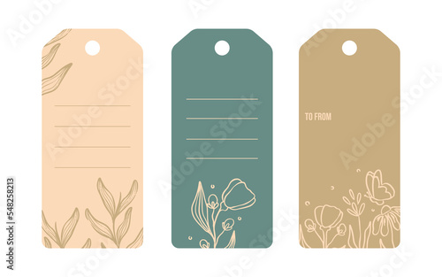set of labels decorated with flowers. Perfect for packaging, stationery. vector illustration
