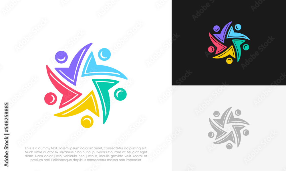 star people abstract and human family logo design vector star people abstract and human family logo design vector