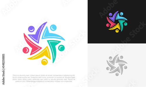 star people abstract and human family logo design vector