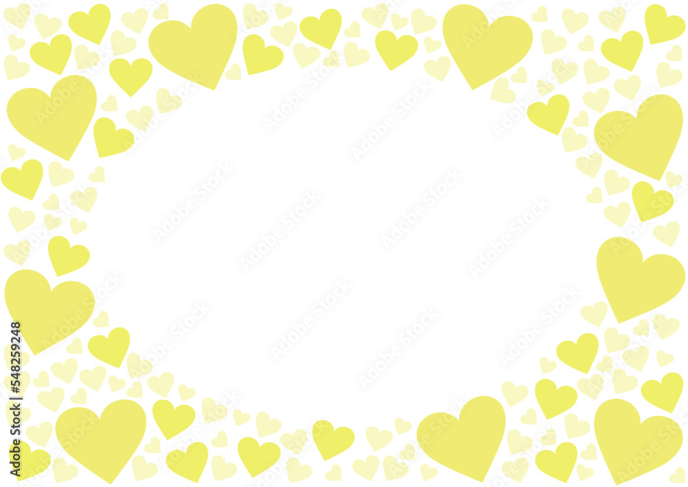 黄色のかわいいハートのフレーム素材