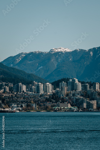 Vancouver City Skyline in front of the Mountains