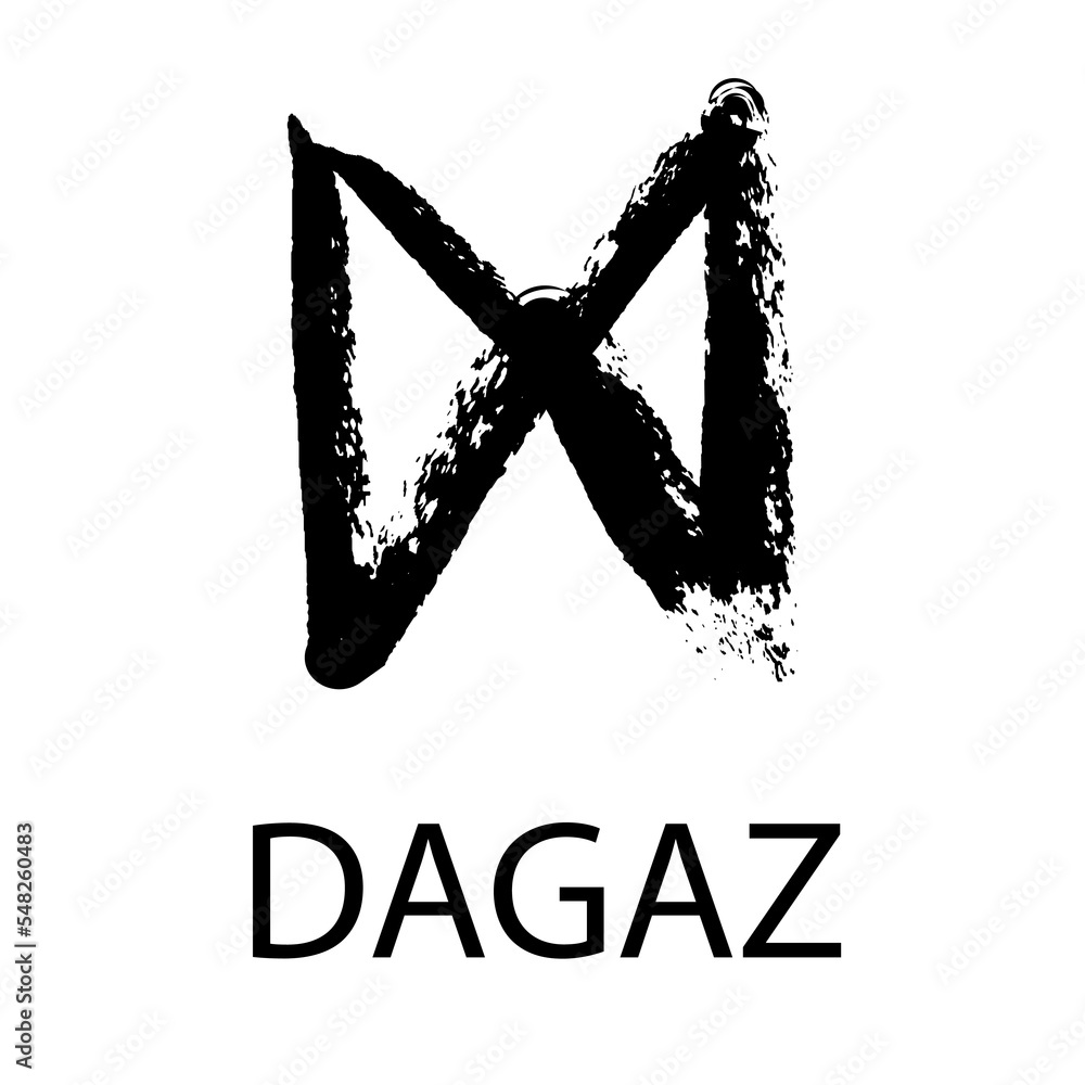 Rune Dagaz. Hand drawn wax chalk, texture glyphs. Stock Vector Adobe