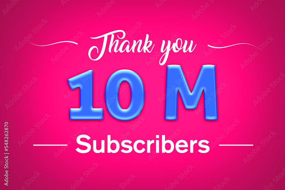 10 Million subscribers celebration greeting banner with Blue glosse Design