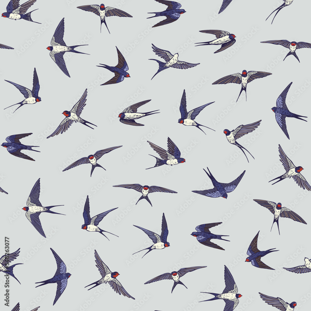 Swallow bird vector seamless pattern. Swallow bird vector seamless pattern.