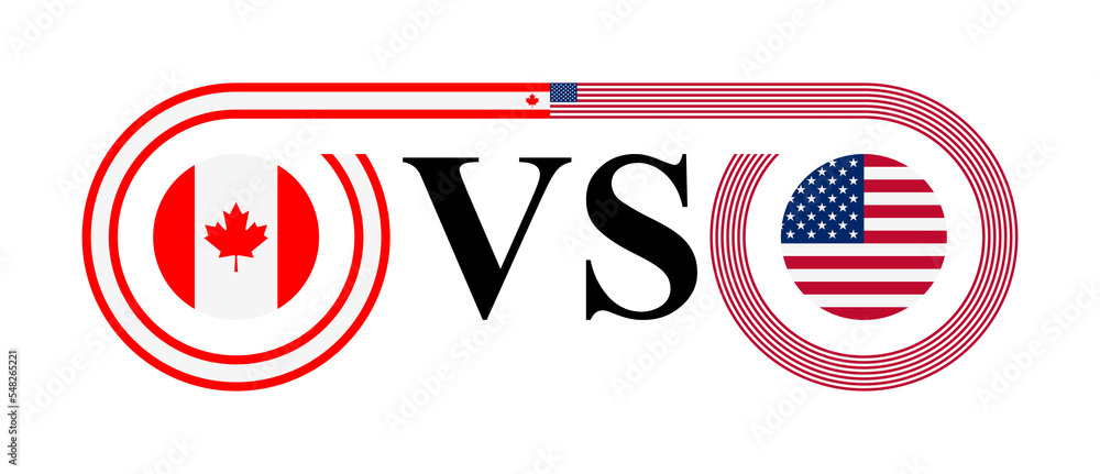 the concept of canada vs united states. vector illustration isolated on white background the concept of canada vs united states. vector illustration isolated on white background