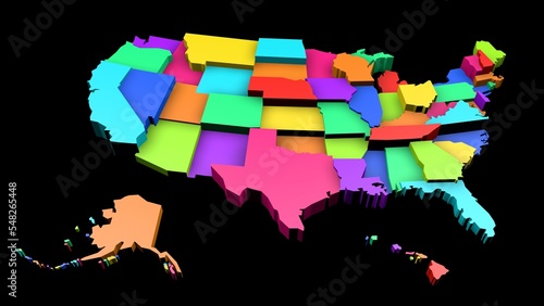 United states of america map background USA Political map of usa Vector illustratio 3d rendering map photo