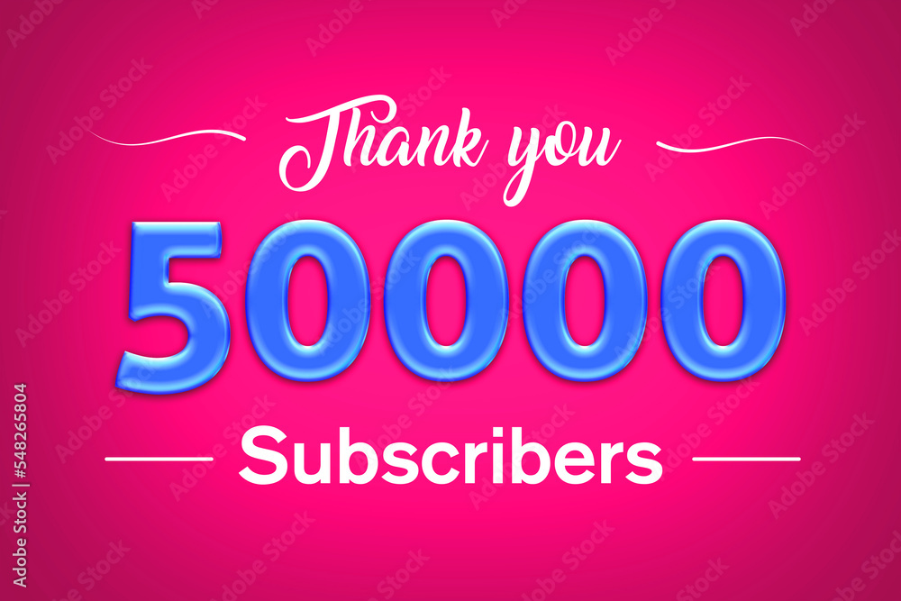 50000 subscribers celebration greeting banner with Blue glosse Design