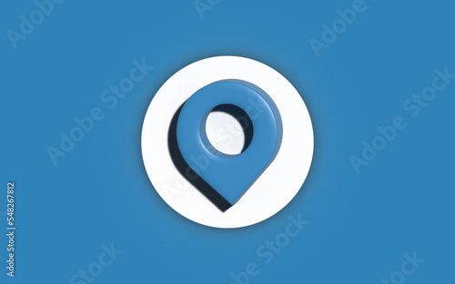 Free Download 3D Realistic Pin sign Isolated on blue background. Navigation map, gps, direction, place, compass, contact, search concept.  - GFXLoad