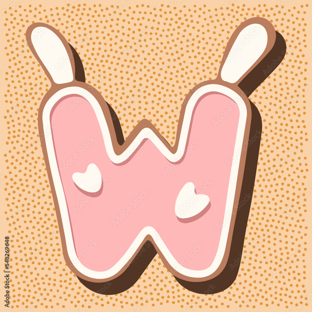 Christmas gingerbread in the shape of the letter with rabbit ears, white pink glaze, hearts Christmas gingerbread in the shape of the letter with rabbit ears, white pink glaze, hearts