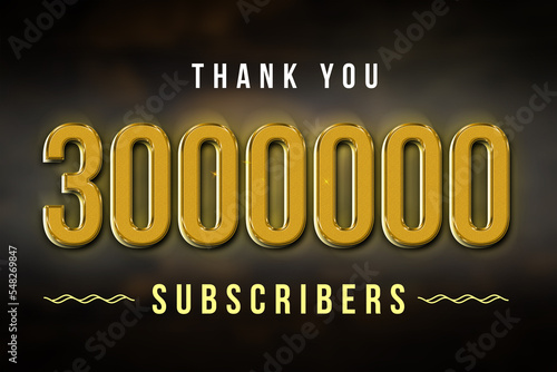 3000000 subscribers celebration greeting banner with Golden Design