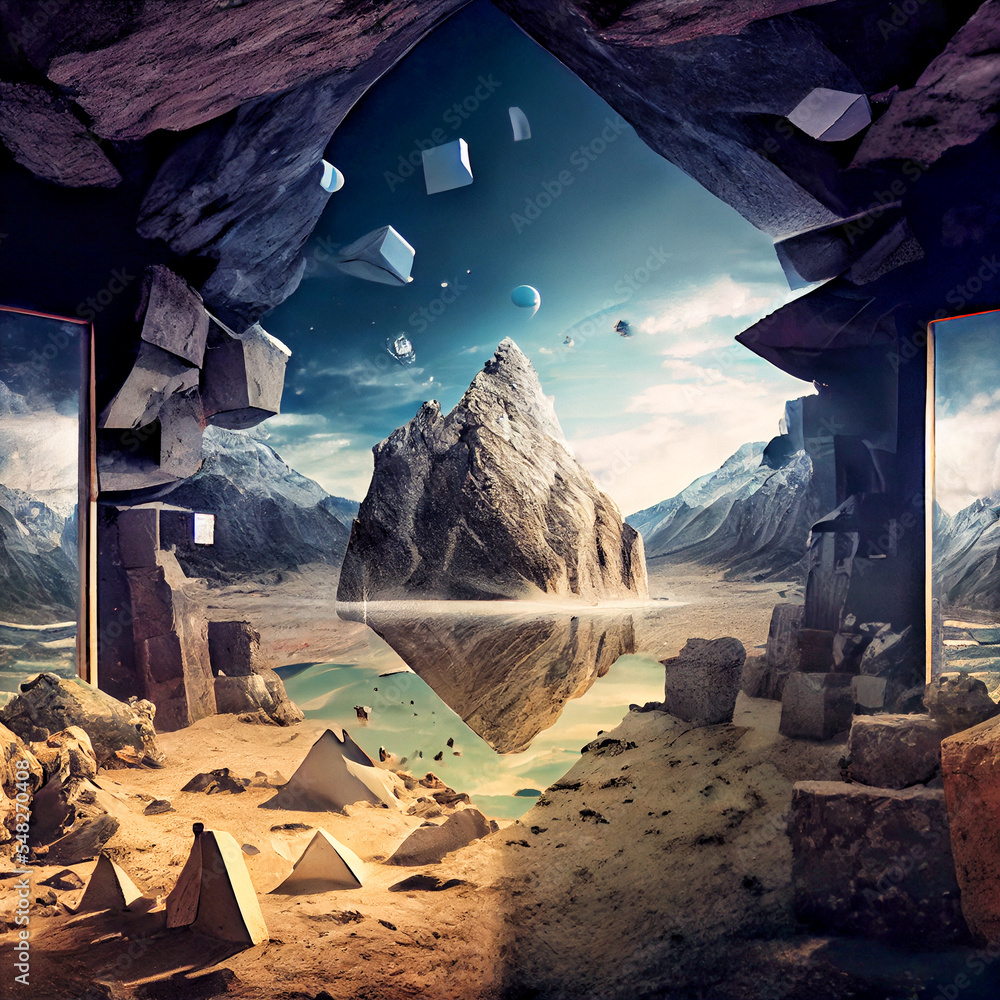Midjourney render of a fantasy landscape Stock Illustration | Adobe Stock