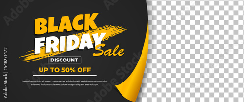 Black Friday promotional banner template design with place for the photo