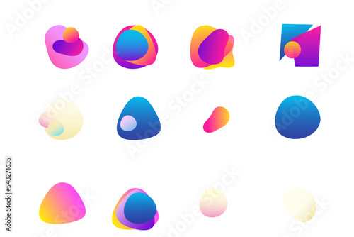 Bright Shape Form Abstract Silhouette Gradient Colorful Graphic Element Poster Symbol Contour Funny Positive Festive Party Decoration Icon Abstract Shape Contour Icon Clipart Collection Set 