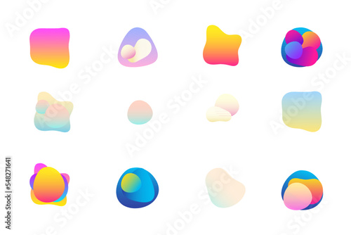 Bright Shape Form Abstract Silhouette Gradient Colorful Graphic Element Poster Symbol Contour Funny Positive Festive Party Decoration Icon Abstract Shape Contour Icon Clipart Collection Set 