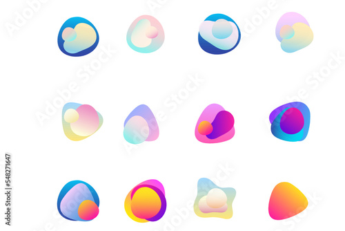 Bright Shape Form Abstract Silhouette Gradient Colorful Graphic Element Poster Symbol Contour Funny Positive Festive Party Decoration Icon Abstract Shape Contour Icon Clipart Collection Set 