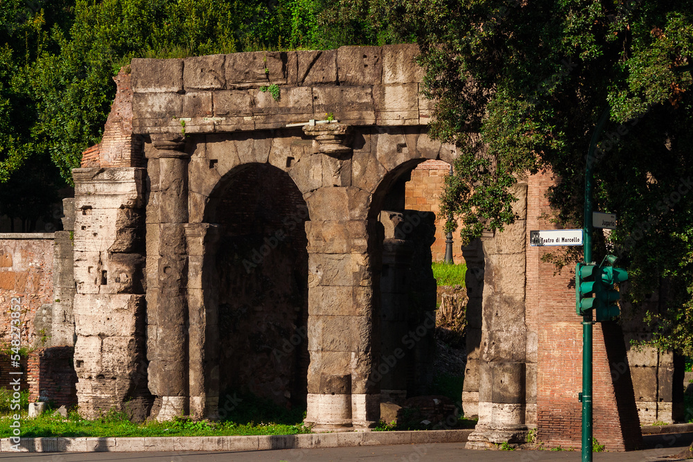 Forum Holitorium ancient ruins in Rome