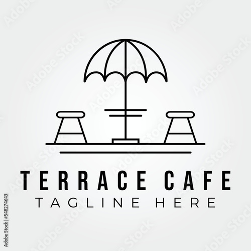line art terrace cafe logo vector illustration design