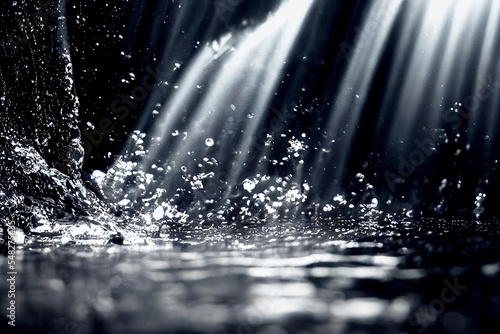 Vertical shot of Clean fresh water splashing peacefully 3d illustrated © Dyeru