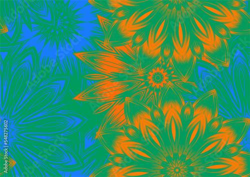 Flowers. Seamless floral background. Tracery handmade nature ethnic fabric backdrop pattern. Textile design texture. Decorative color art. Vector