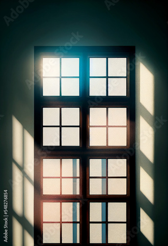 Horizontal shot of beautifully designed windows 3d illustrated