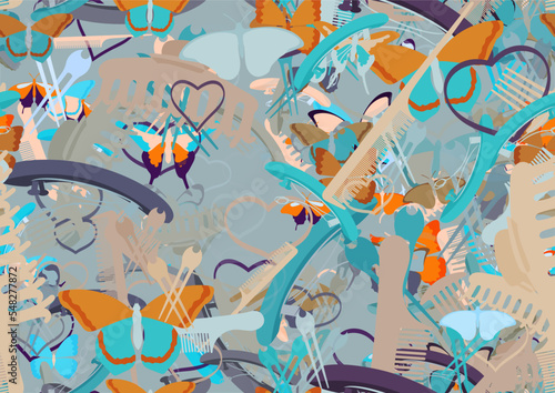 Background pattern abstract design texture. Seamless. Theme is about Monarch, romance, gorgeous, claw, hairstyle, design, drawing, relations, ornate, wing, background, art, spring, wildlife