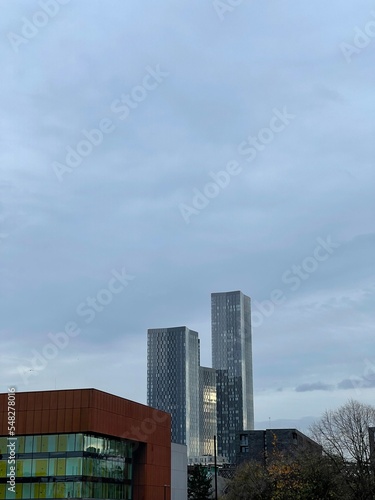 Buildings and city view in Manchester City centre. 