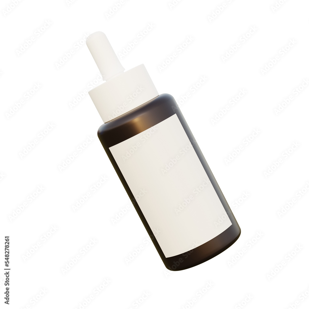 3D icon face oil bottle. Cosmetic serum bottle 3d render. 3D icon face oil bottle. Cosmetic serum bottle 3d render.