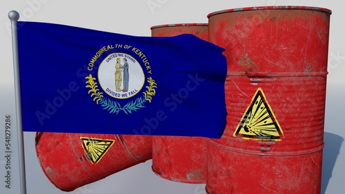 Coal on top of the flag of Kentucky, USA (3D render) photo