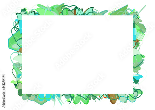 Blank paper, fill yourself invitation card, with border backdrop pattern. Abstract design texture. Theme is about beautiful, ointment, tones, colorful, vector, maquillage, summer, brush