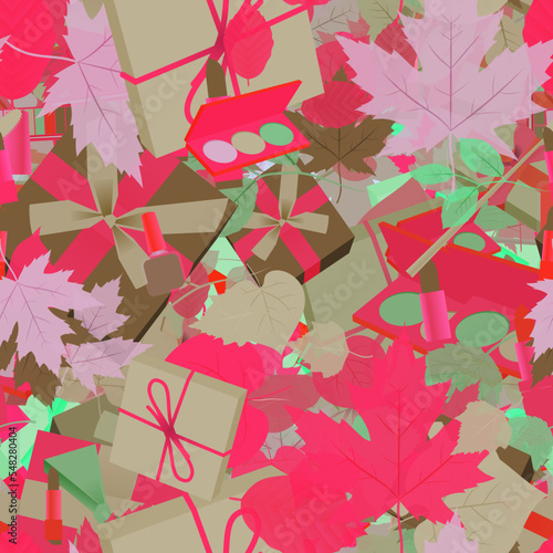 Background pattern abstract design texture. Seamless. Theme is about seasons, cosmetics, brush, christmas, wrap, greenery, giftbox, birthday, wrapped, botany, pomade, flora, merry, background