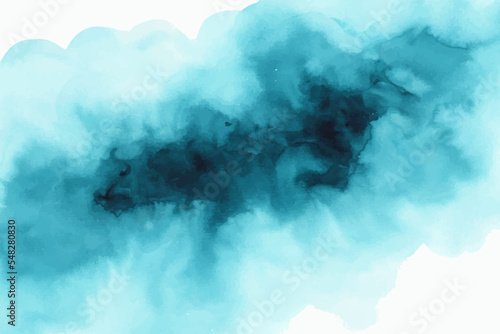 Watercolor torquoise, blue stain, blotch. Abstract artistic background, wallpaper, texture. 