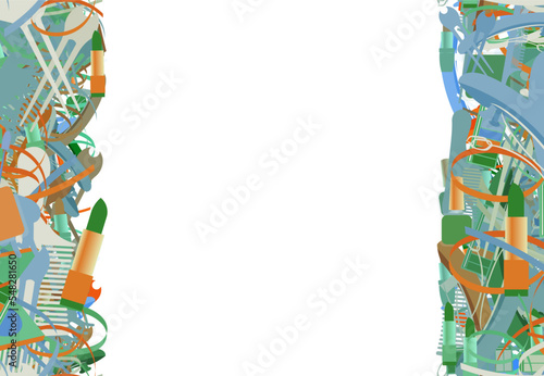 Background pattern abstract design texture. Vertical seamless stripes. Border frame, transparent background. Theme is about stripes, ointment, thread, clip, irregular, woven, raker, comb