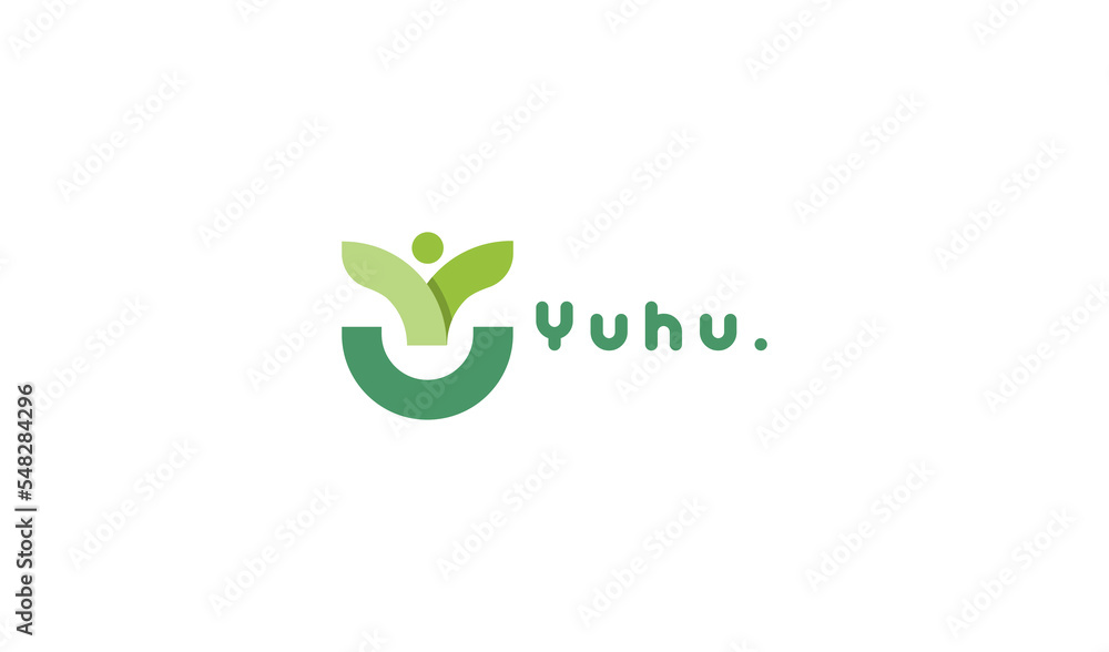 Young People Logo. Green Leaf with Initial Letter Y Human Icon inside isolated on Blue Background. Flat Vector Logo Design Template Element. Young People Logo. Green Leaf with Initial Letter Y Human Icon inside isolated on Blue Background. Flat Vector Logo Design Template Element.