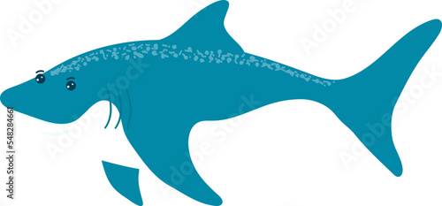 Cartoon style, shark, fish, dangerous inhabitant, ocean predatory, wildlife underwater, design, flat vector illustration.
