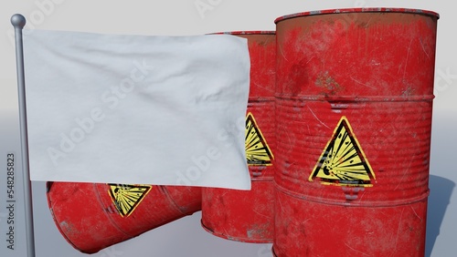 Coal on top of the Surrender white flag (3D render)