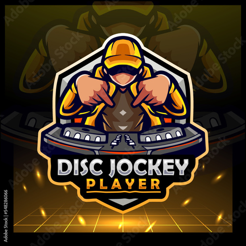 Disc Jockey mascot. e sports logo design