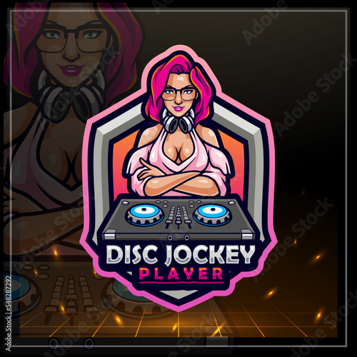 Disc Jockey mascot. e sports logo design