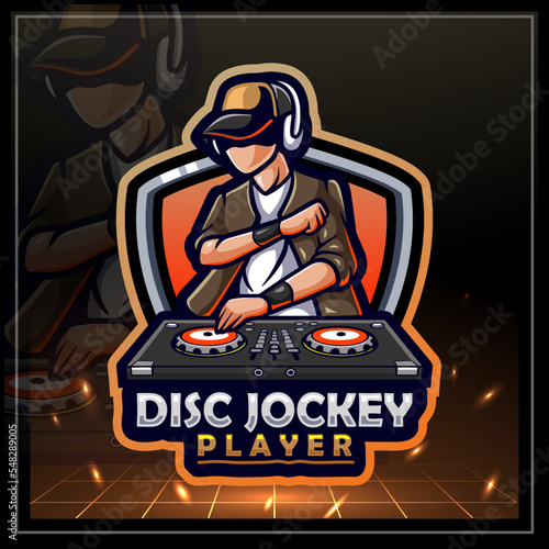 Disc Jockey mascot. e sports logo design