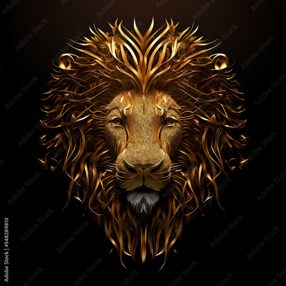 Horizontal shot of mystical lion portrait 3d illustrated
